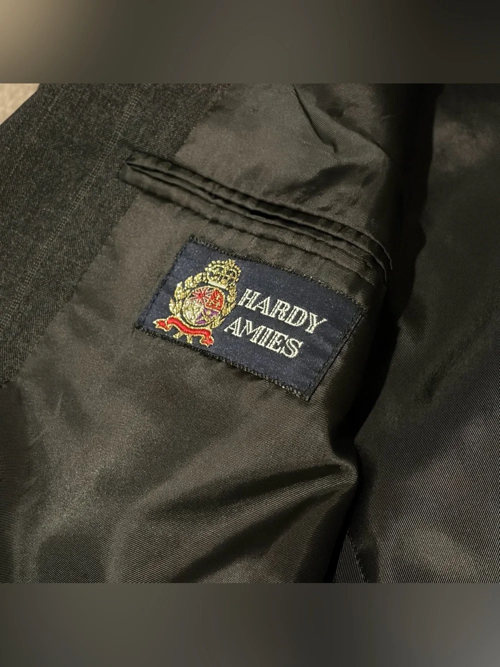 Hardy Amies Black Pinstripe Suit Jacket 40R 100% Pure Wool
